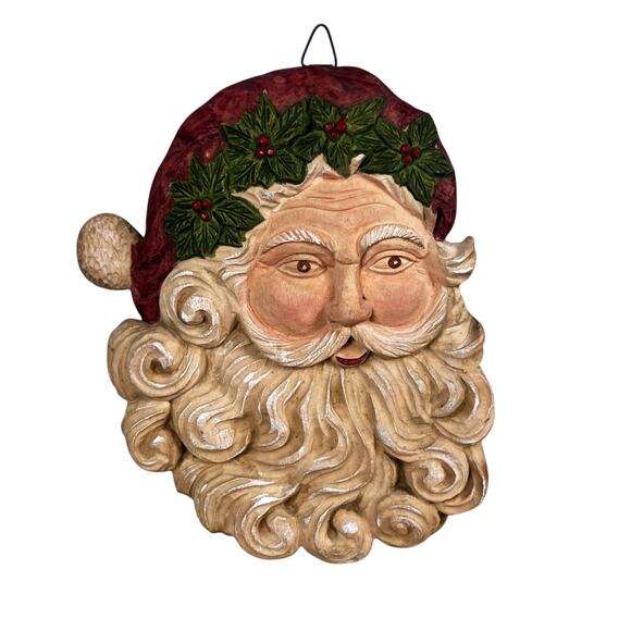 Vtg Old World Santa Claus Wall Plaque Victorian Style 9” Father  Christmas decor - Picture 2 of 10